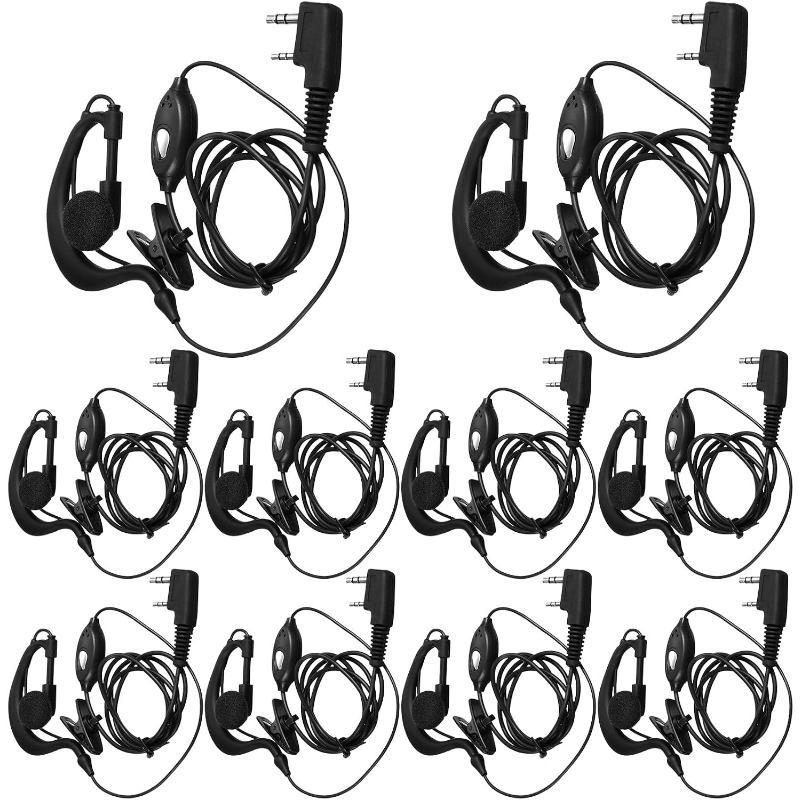 Wired Earphone Mic - 10 Auriculares con Micrófono para Walkie